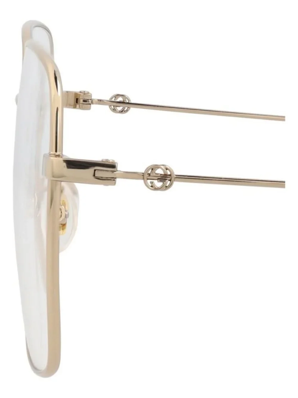 New Gucci Womens Square/Rectangle Gold Gold Transparent Fashion Designer Sunglas